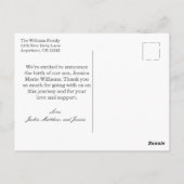 Modern Roze is een meisje! Baby Geboorteaankondigi Briefkaart (Achterkant)