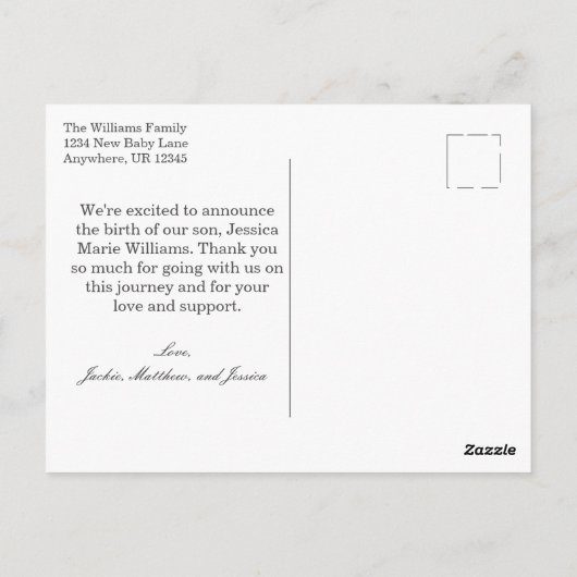 Modern Roze is een meisje! Baby Geboorteaankondigi Briefkaart (Achterkant)