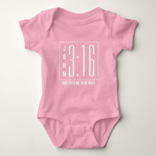 Modern Roze John 3:16 Christelijk Romper