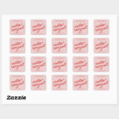 Modern roze kaars productlabel vierkante sticker (Vel)
