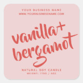 Modern roze kaars productlabel vierkante sticker (Voorkant)