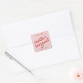Modern roze kaars productlabel vierkante sticker (Envelop)
