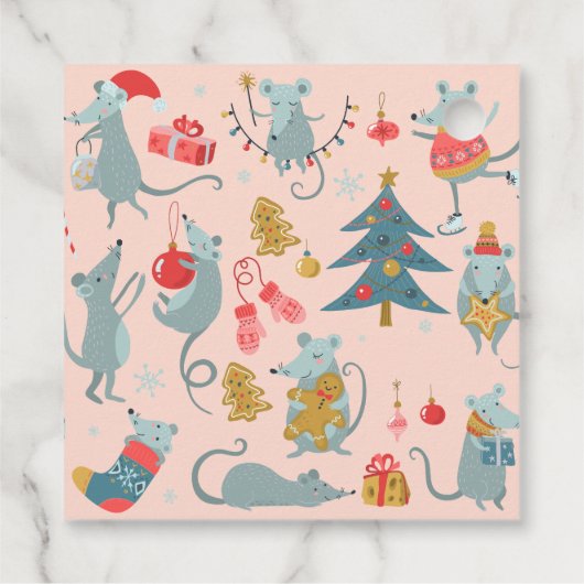 Modern Roze Kerst Geschenk Labels (Achterkant)