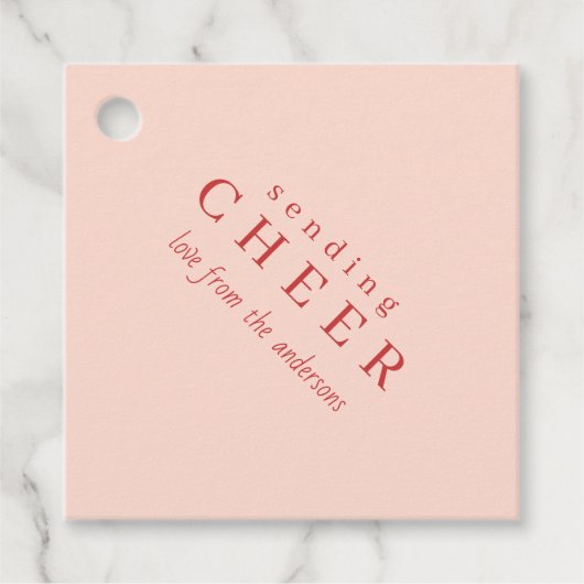 Modern Roze Kerst Geschenk Labels (Voorkant)