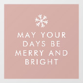 Modern roze kerst | Vakantievenster Raamsticker (Vel)