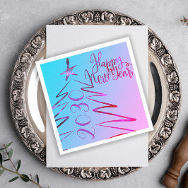 Modern roze kerstboom Nieuwjaar feest Servet