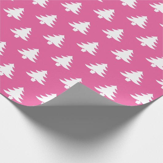 Modern roze kerstboom patroon cadeaupapier (Hoek)