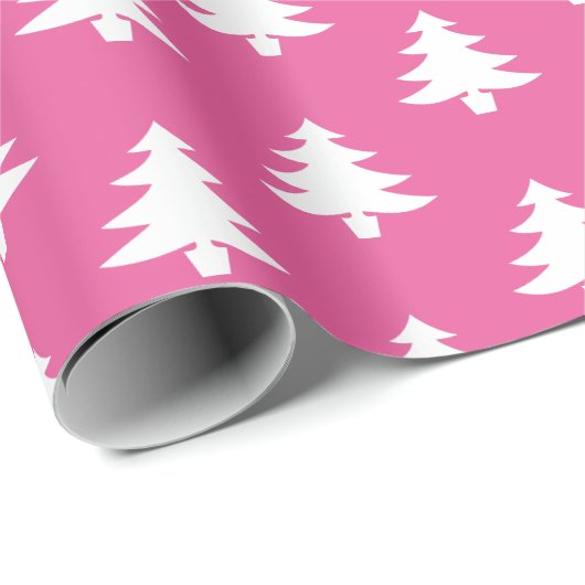 Modern roze kerstboom patroon cadeaupapier (Rol Hoek)