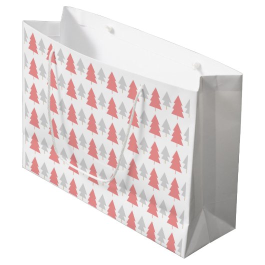 Modern roze kerstboom patroon groot cadeauzakje (Voorkant Gekanteld)