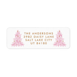 Modern roze kerstboom terug adres label