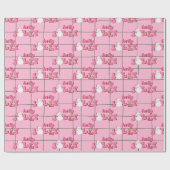 Modern roze kerstinpakpapier cadeaupapier (Vlak)