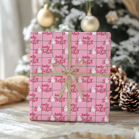 Modern roze kerstinpakpapier cadeaupapier