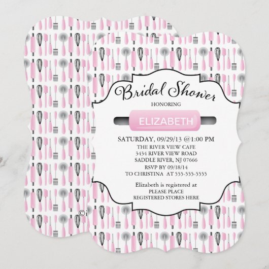 Modern Roze Keukenbridal Shower Kaart (Voorkant / Achterkant)