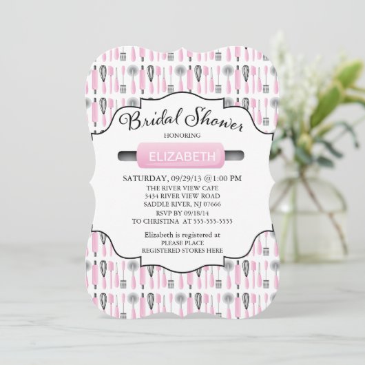 Modern Roze Keukenbridal Shower Kaart (Staand voorkant)