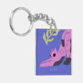 Modern Roze Kitty Cat Sleutelhanger (Voorkant Links)