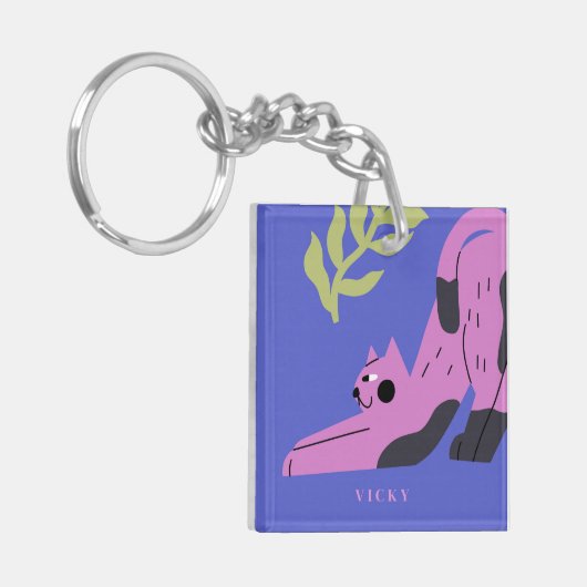  Modern Roze Kitty Cat Sleutelhanger (Voorkant Links)