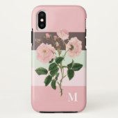 Modern roze kleurblok bloemenmonogram Case-Mate iPhone case (Achterkant)