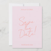 Modern roze kleurrijke grillige pastel leuke bruil save the date (Voorkant)