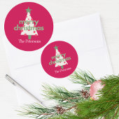 Modern Roze Kleurrijke Kerst Classic Sticker