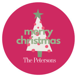 Modern Roze Kleurrijke Kerst Classic Sticker