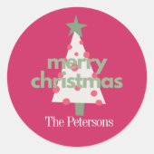 Modern Roze Kleurrijke Kerst Classic Sticker (Voorkant)