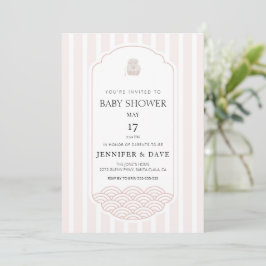 Modern roze Koreaans thema baby shower Kaart