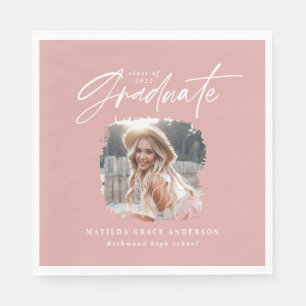 Modern roze, korrelig afstuderen met foto-elegant  servet