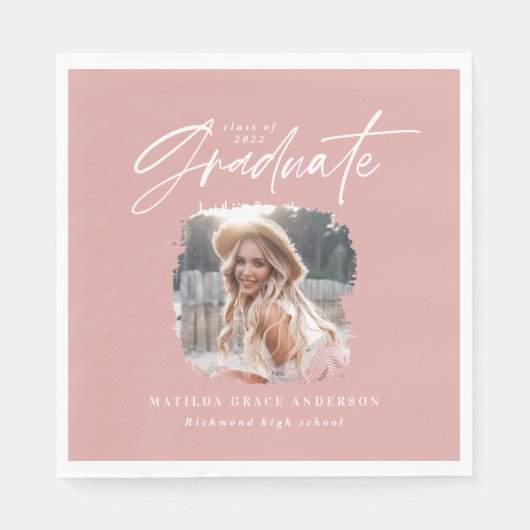 Modern roze, korrelig afstuderen met foto-elegant servet (Voorkant)