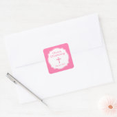 Modern Roze Kruisverbaar Baptisme Square Vierkante Sticker (Envelop)