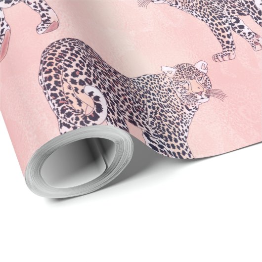 Modern roze leopard Animal Pattern Cadeaupapier (Rol Hoek)