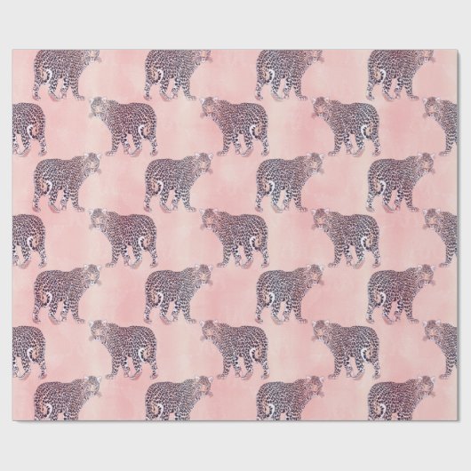 Modern roze leopard Animal Pattern Cadeaupapier (Vlak)