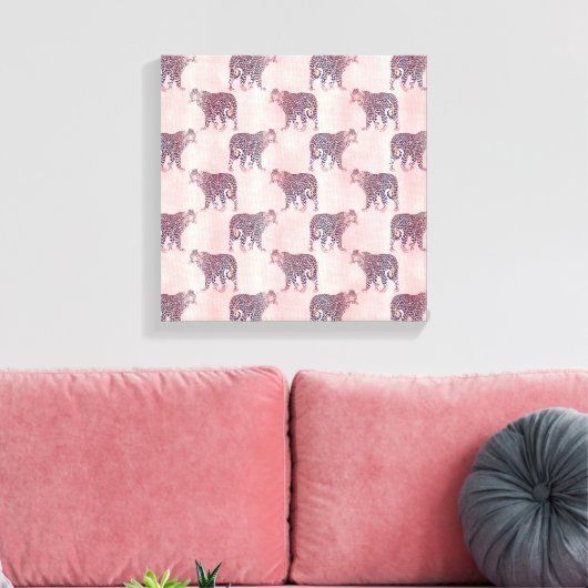 Modern roze leopard Animal Pattern Canvas Afdruk (Insitu (Woonkamer))