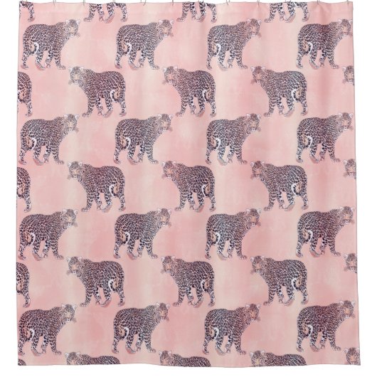 Modern roze leopard Animal Pattern Douchegordijn (Voorkant)