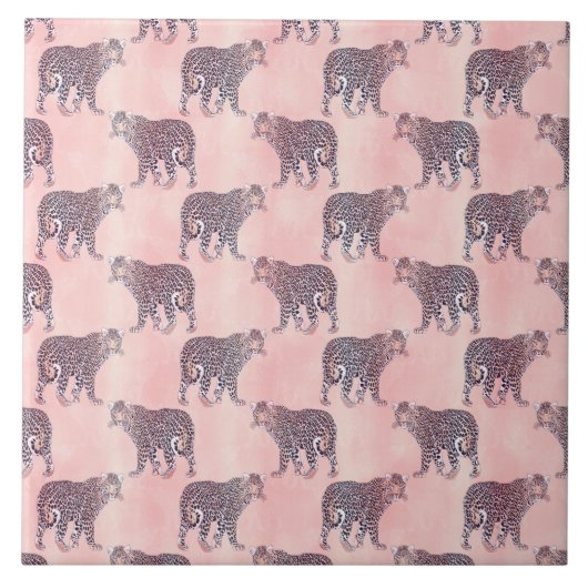 Modern roze leopard Animal Pattern Tegeltje (Voorkant)