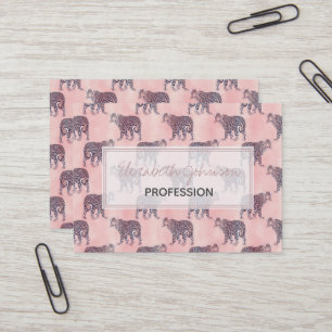 Modern roze leopard Animal Pattern Visitekaartje