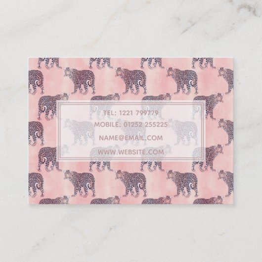 Modern roze leopard Animal Pattern Visitekaartje (Achterkant)