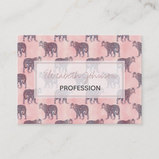 Modern roze leopard Animal Pattern Visitekaartje (Voorkant)