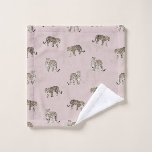 Modern Roze Leopard Oerwoud Dieren Bad Handdoek (Wasdoekje)