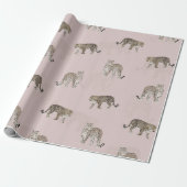 Modern Roze Leopard Oerwoud Dieren Cadeaupapier (Uitgerold)