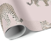 Modern Roze Leopard Oerwoud Dieren Cadeaupapier (Rol Hoek)