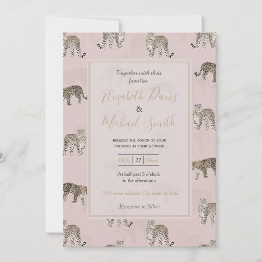 Modern Roze Leopard Oerwoud Dieren Kaart (Voorkant)