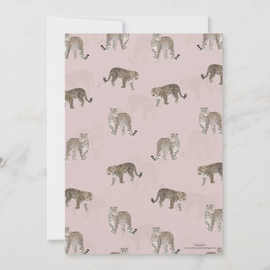 Modern Roze Leopard Oerwoud Dieren Kaart (Achterkant)