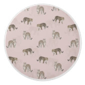 Modern Roze Leopard Oerwoud Dieren Keramische Knop (Voorkant)