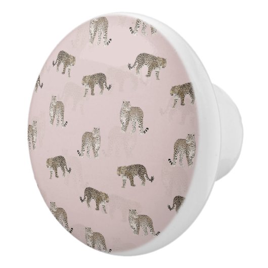 Modern Roze Leopard Oerwoud Dieren Keramische Knop (Rechts)