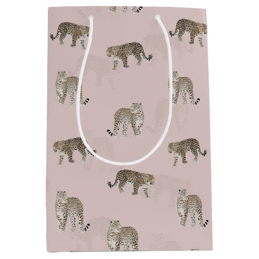 Modern Roze Leopard Oerwoud Dieren Medium Cadeauzakje (Voorkant)