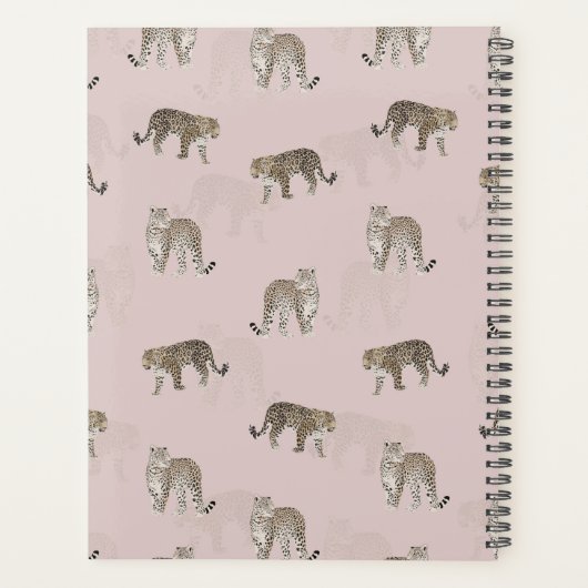 Modern Roze Leopard Oerwoud Dieren Planner (Achterkant)