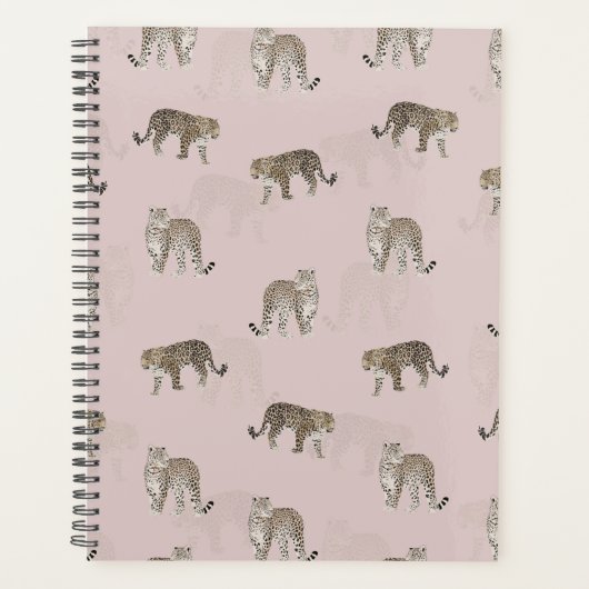 Modern Roze Leopard Oerwoud Dieren Planner (Voorkant)