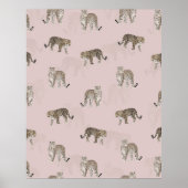 Modern Roze Leopard Oerwoud Dieren Poster (Voorkant)