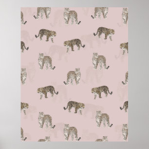 Modern Roze Leopard Oerwoud Dieren Poster
