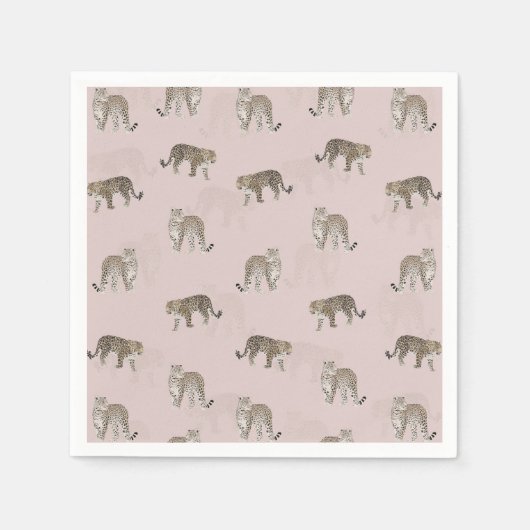Modern Roze Leopard Oerwoud Dieren Servet (Voorkant)